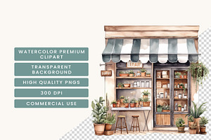 Watercolor Coffee Shop Clipart