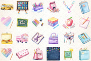 Watercolor Back to School Clipart, an Illustration by DreamCafeArt (Thumbnail 3 of 5)