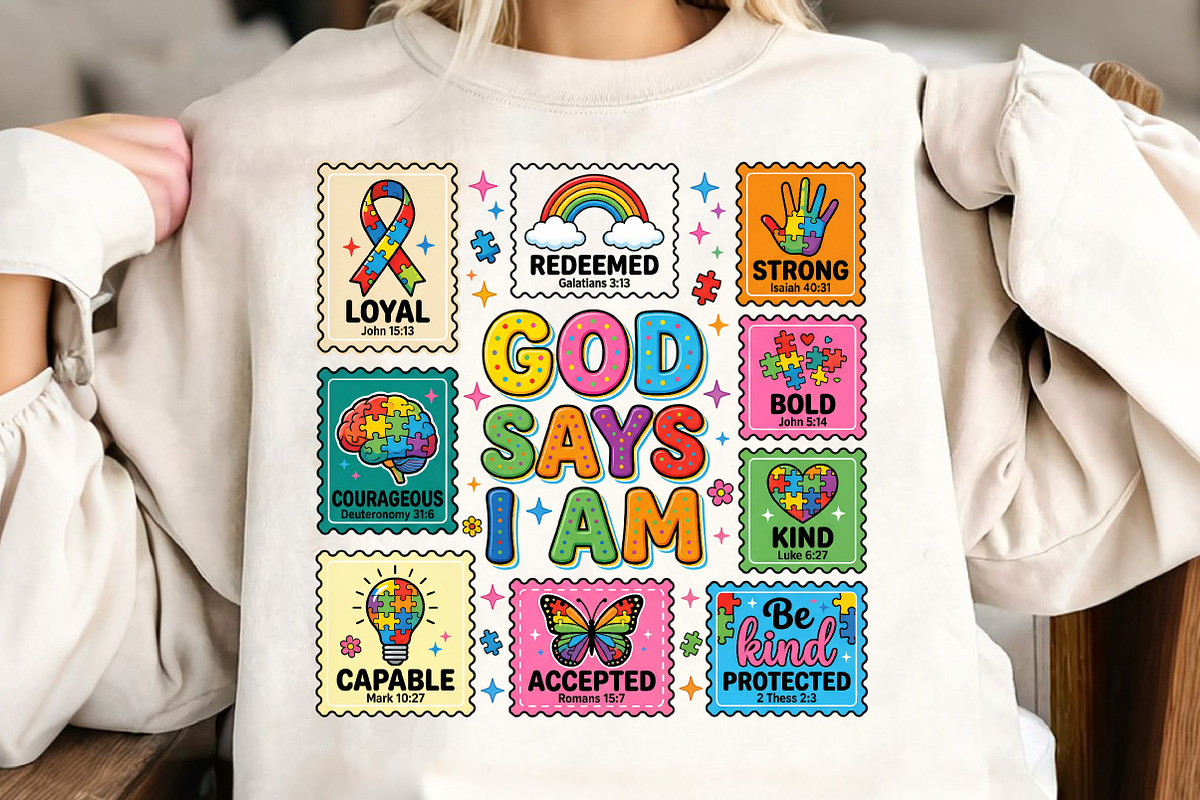 God Says I Am PNG, Autism Awareness, an Illustration by CreationArt (Photo 1 of 9)