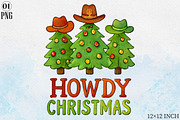 Howdy Christmas Tree Sublimation, an Illustration by Libby Wishes (Thumbnail 1 of 6)