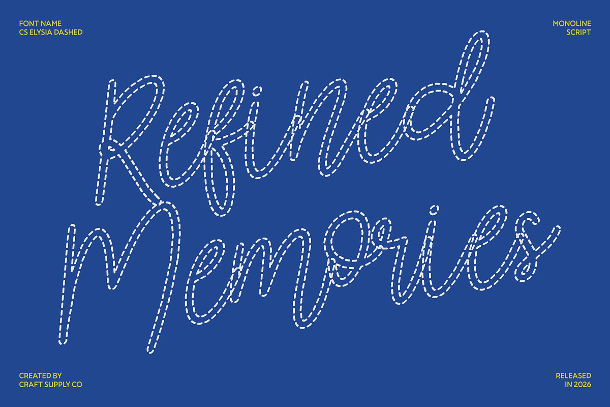 CS Elysia Dashed, a Script Font by Craft Supply Co. (Photo 2 of 8)
