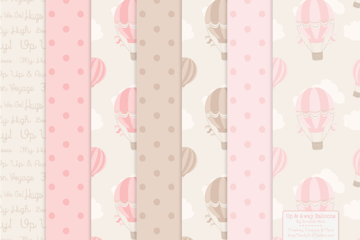 Pink Hot Air Balloons & Patterns, an Illustration by Amanda Ilkov (Photo 5 of 5)