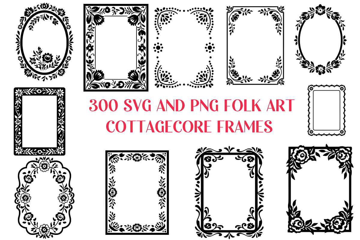 Cottagecore Folk Art Frames SVG, an Object Graphic by Pattern Whimsy (Photo 1 of 6)
