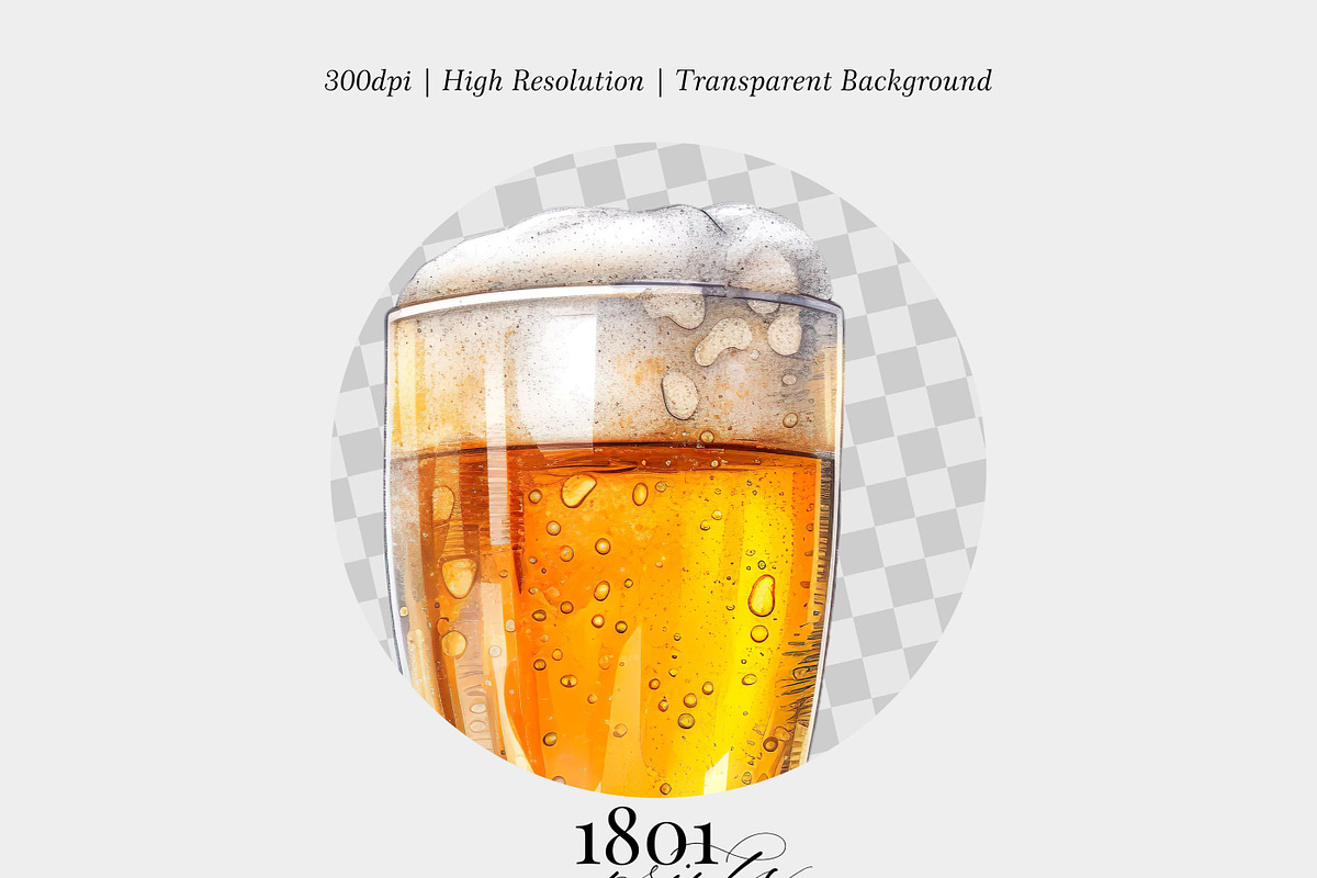 Light Beer Glass Illustration, an Illustration by 1801Prints (Photo 4 of 4)