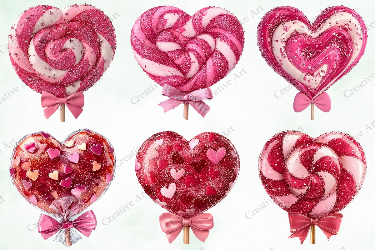 Valentine Lollipop Clipart Bundle, an Illustration by Creative Art (Photo 4 of 9)