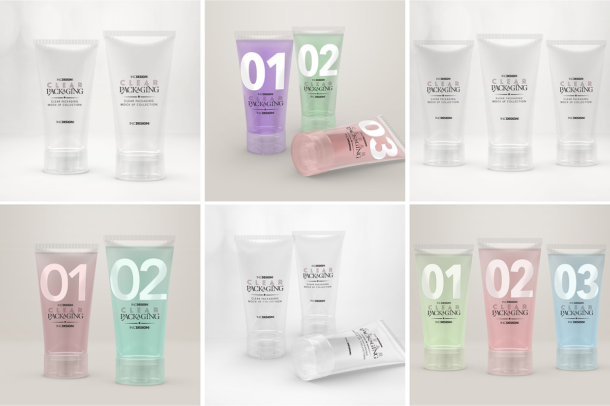 Clear Cosmetic Tube Mockups, a Packaging Mockup by INCDesign (Photo 8 of 9)