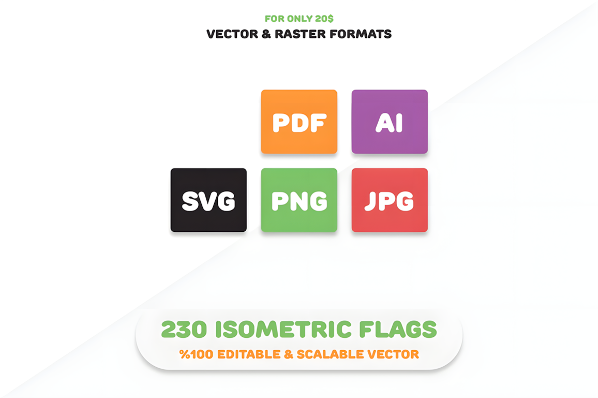 Isometric Country Flags (230 Flags), a Solid Icon by alpercakici (Photo 4 of 4)