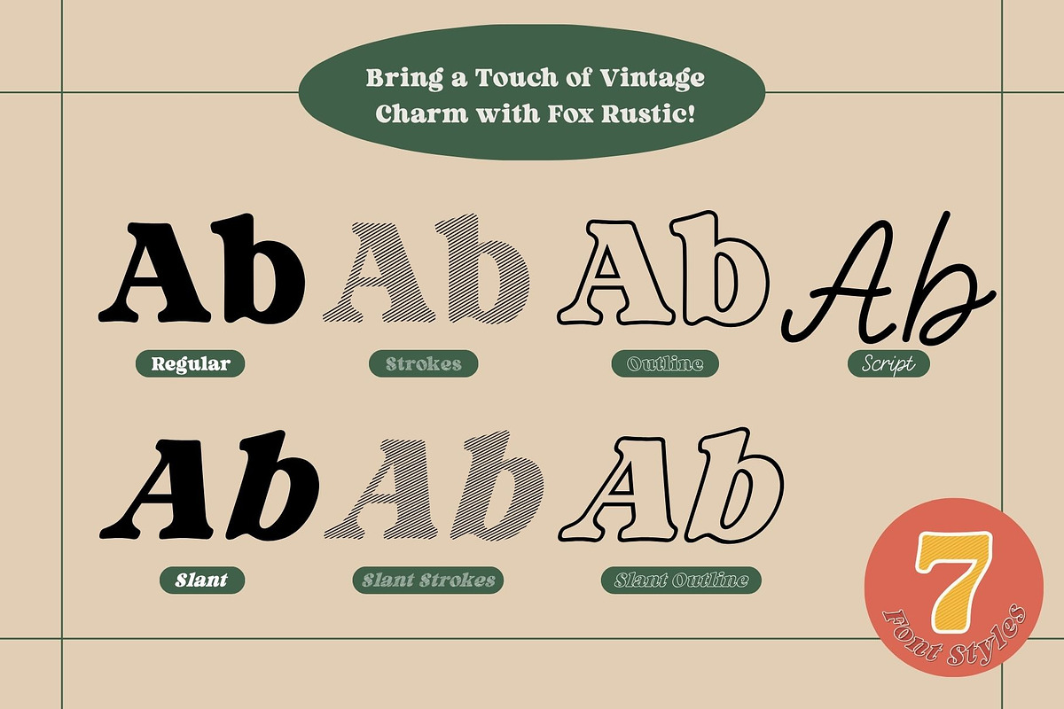 Fox Rustic: 7 Font Styles, a Serif Font by Fox7 By Rattana (Photo 2 of 18)