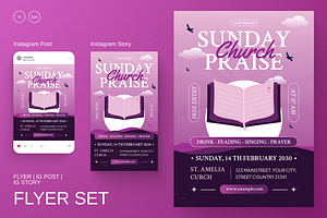 Sunday Church Flyer Set, a Flyer Template by SquidPixey