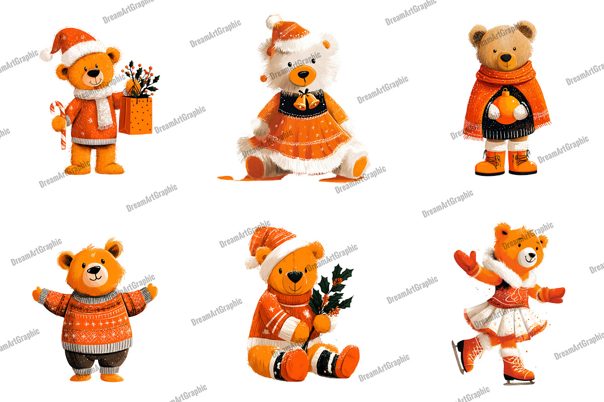 Watercolor Teddy Bear Clipart, an Illustration by DreamArtGraphic (Photo 2 of 5)