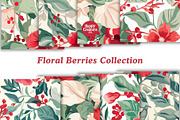 Floral Berries Digital Paper Pack, a Pattern Graphic by Happy Creators Co. (Thumbnail 6 of 8)