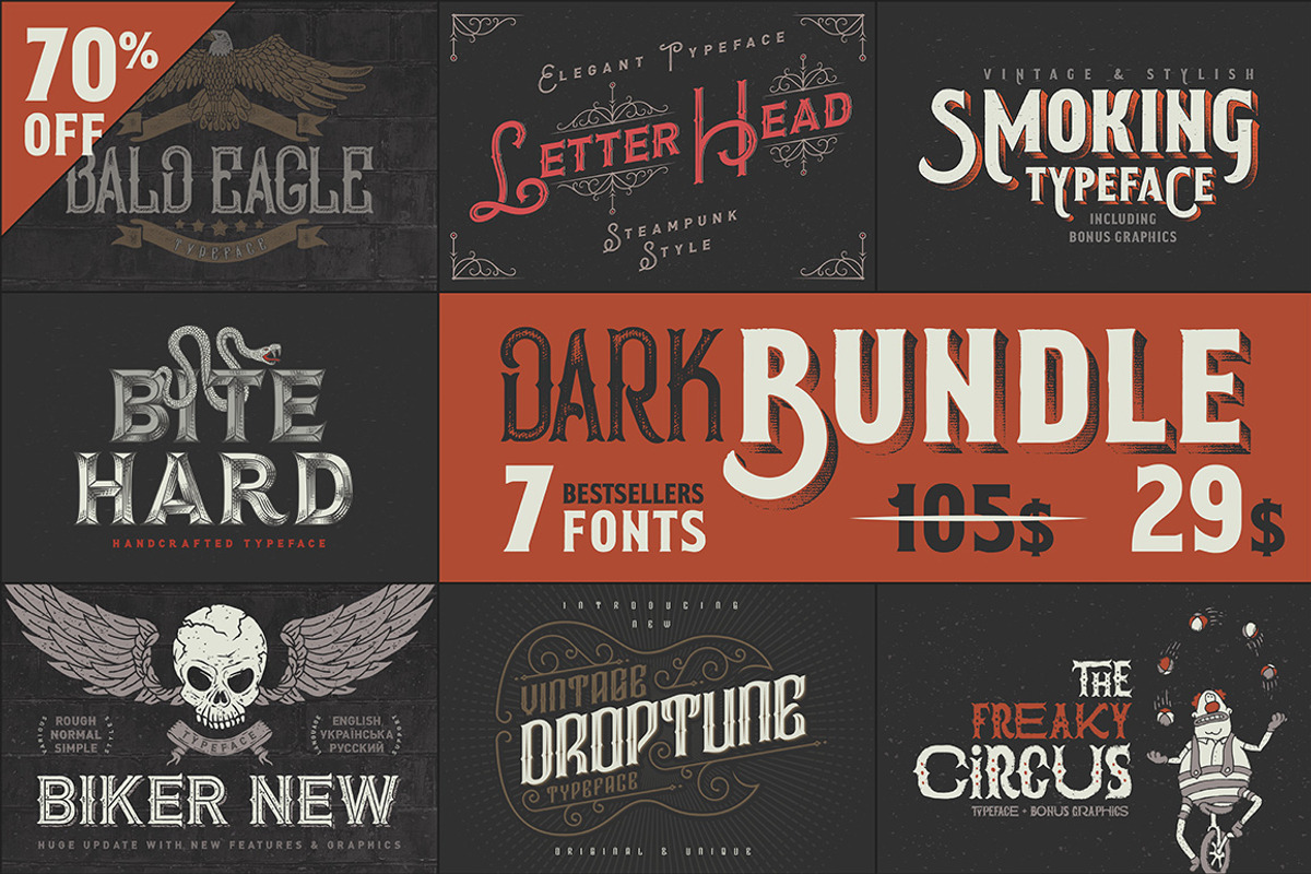 Dark Bundle: 7 Bestseller Fonts