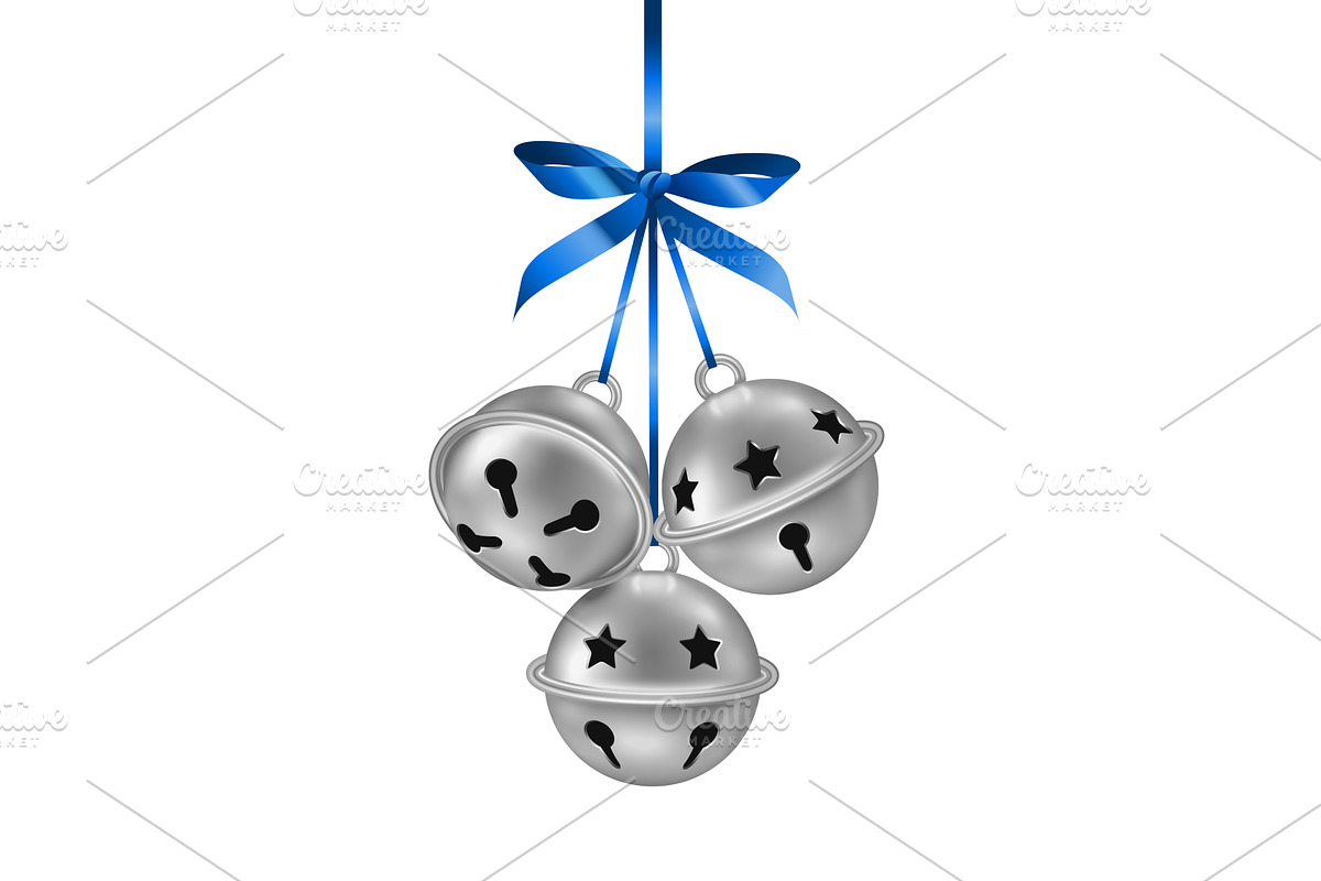 Silver jingle bells hanging, an Object Illustration by kotoffei