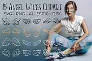 Angel Wings SVG PNG Vector Clipart, a Decorative Illustration by RabbitAndPencil (Thumbnail 1 of 5)