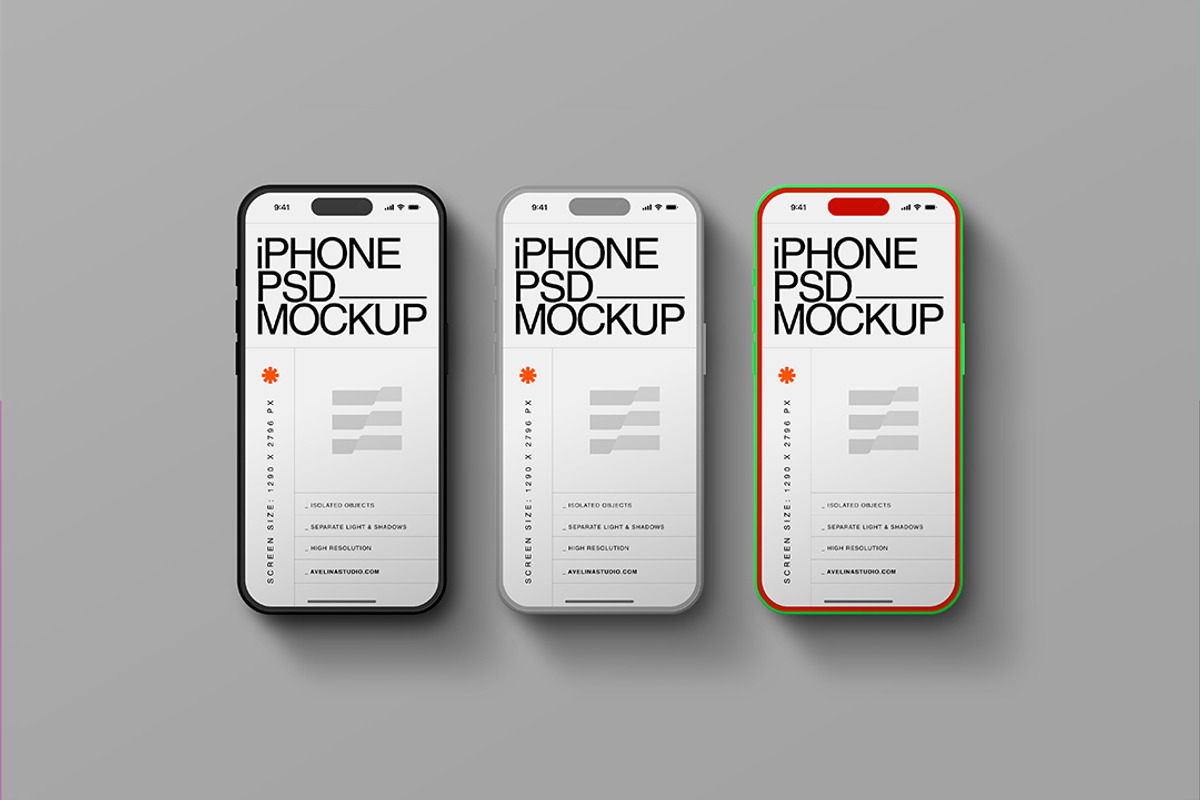 iPhone Mockup - Clay Set (3 Objects), an iPhone Mockup by Avelina Studio (Photo 1 of 3)