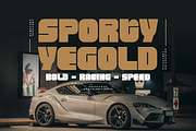 Sporty Yegold - Racing Car Font, a Sans Serif Font by QR Design Studio (Thumbnail 1 of 7)