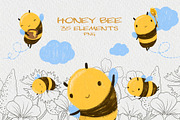 Cute Honey Bee Clipart, a Food Illustration by LukaJreym (Thumbnail 1 of 10)