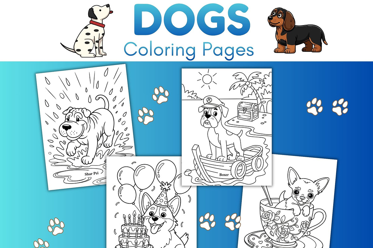 40 Dog Coloring Pages for Kids, an Animal Illustration by SimoDigitalArt (Photo 3 of 5)