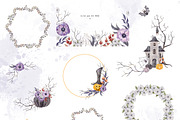 Spooky Halloween watercolor clipart, a Seasonal Illustration by Daryartsy (Thumbnail 3 of 10)