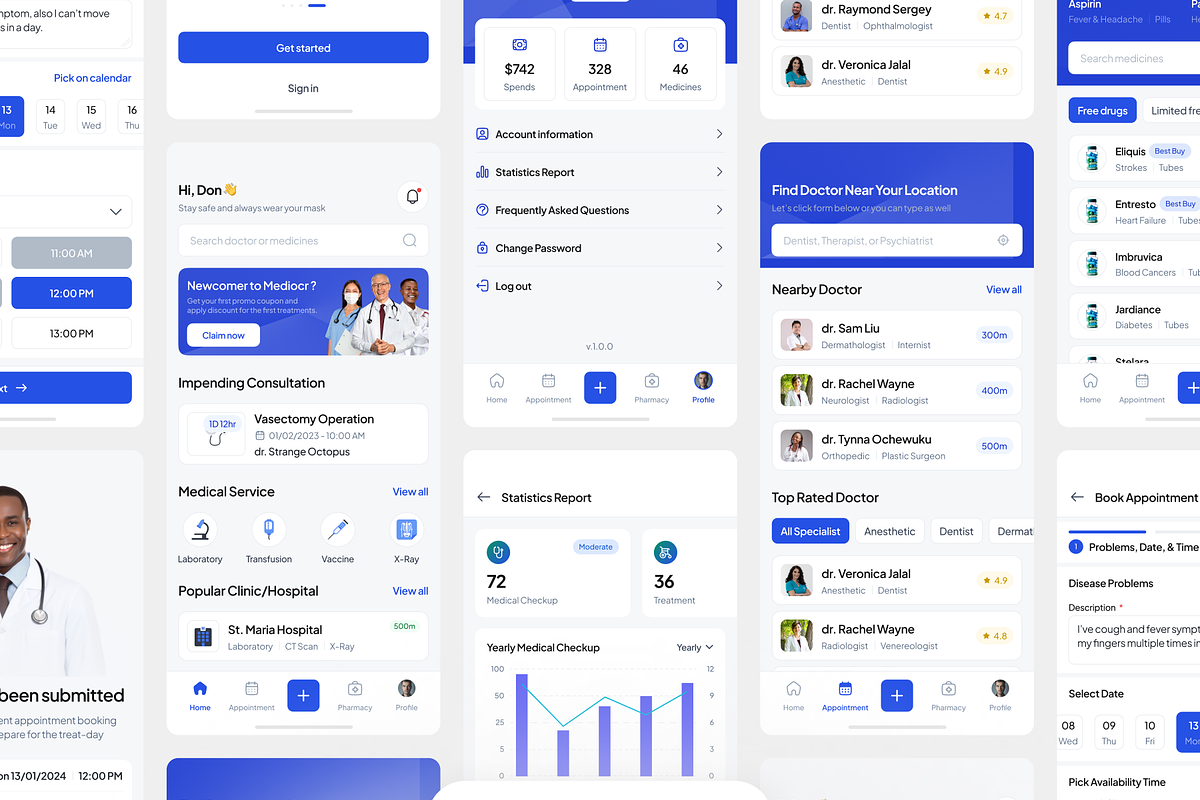 Mediocr: Health Care App UI Kit, an UI Kit Template by keffidesign (Photo 5 of 8)