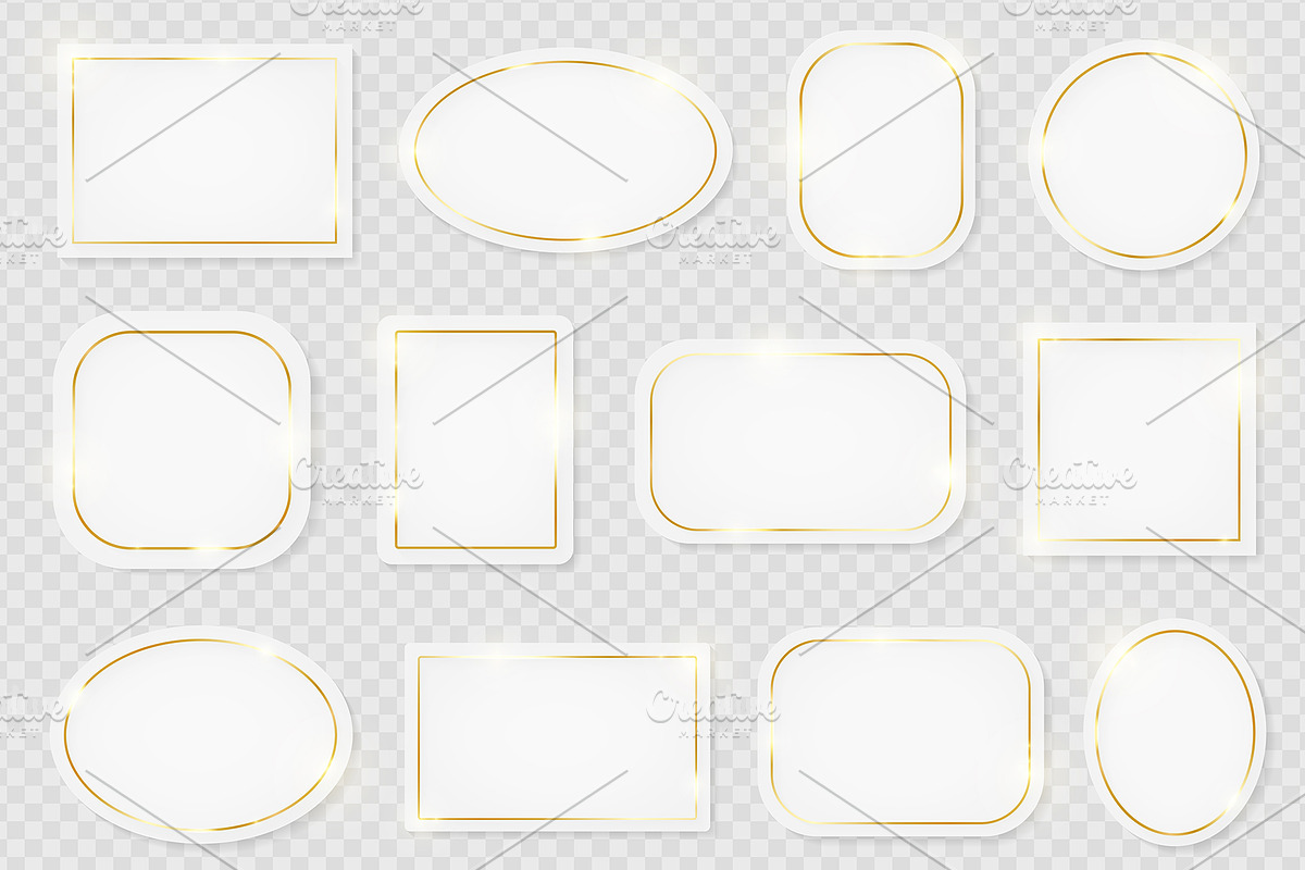 Gold shiny vintage frames pack, an Object Graphic by PhotoVector