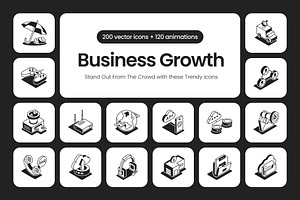 Business Growth Icons Bundle, a Solid Icon by Prosymbols