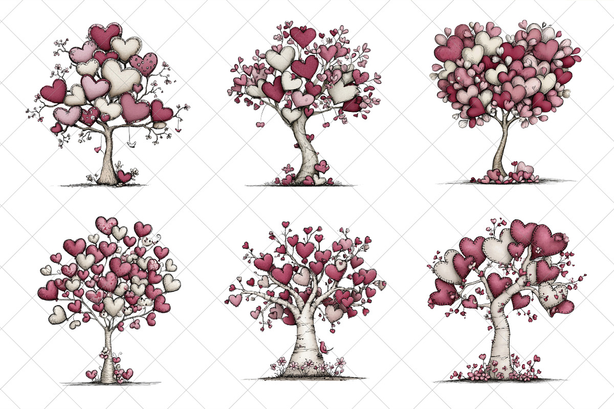 Quirky Valentine Day Tree Clipart, an Illustration by SinaCreation (Photo 3 of 7)