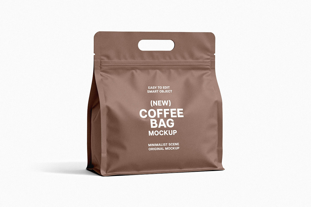 Coffee Pouch Mockup with Handle, a Packaging Mockup by Design Squad (Photo 1 of 4)