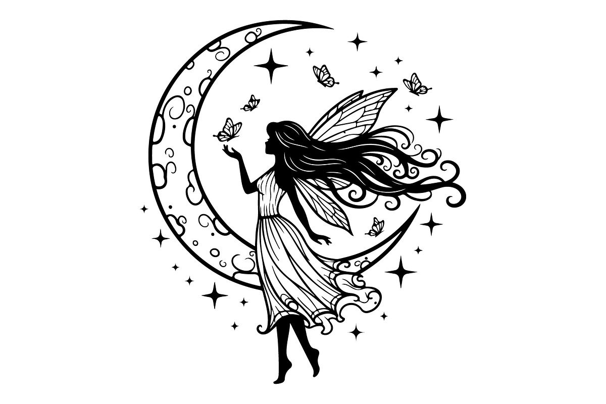 Fairy Moon Butterfly Silhouette, an Object Illustration by Gaye Art (Photo 30 of 31)