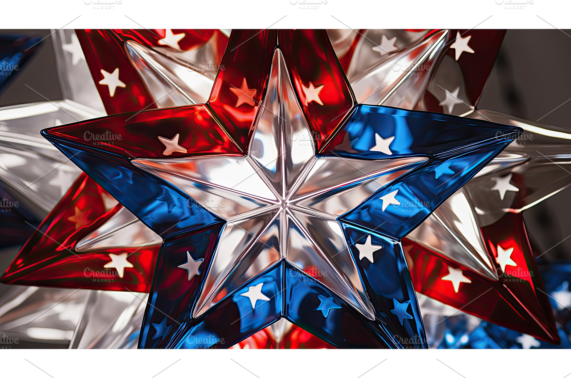 reflective red white blue star ai, a Background Photo by pikepicture