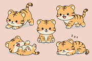 Baby Tiger Cartoon Character Set, an Animal Illustration by Artpon Illustration (Thumbnail 3 of 3)
