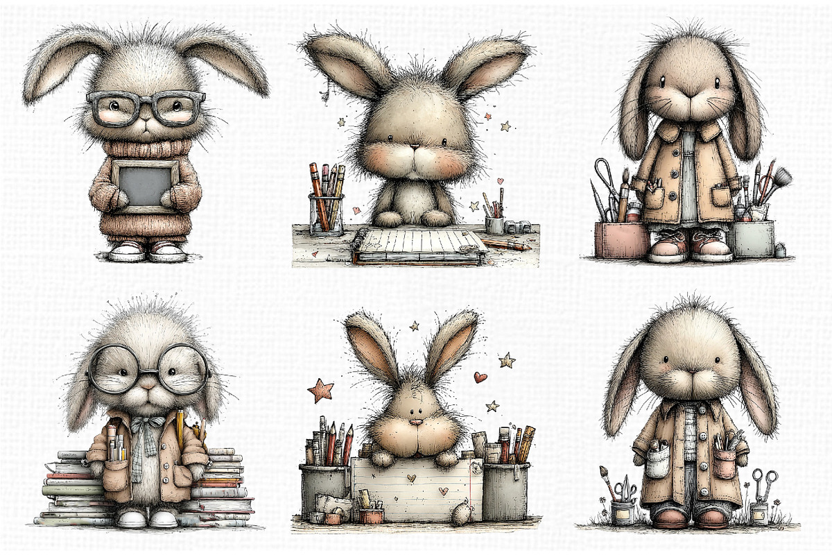 Whimsical Back to School Bunny PNG, an Animal Illustration by Libby Wishes (Photo 4 of 5)