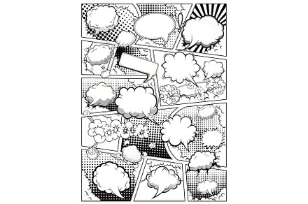 Black and white comic book page | Illustrations ~ Creative Market