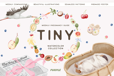 TINY. Watercolor collection, a Decorative Illustration by Purple