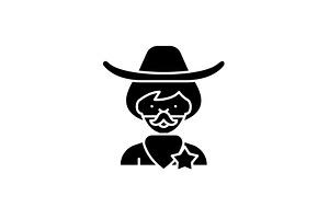 Cowboy Black Icon, Vector Sign On