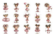 Pink Girl Watercolor Clipart PNG, a Person Illustration by Nicolle's Colorful Art (Thumbnail 2 of 4)