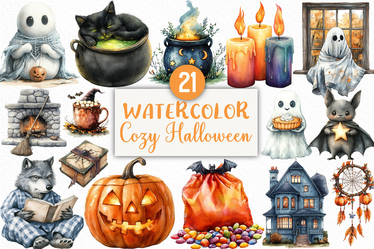 Creepy and Cozy Halloween Clipart, an Illustration by Craft Nest (Photo 1 of 6)