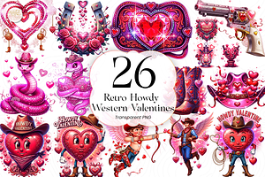 Retro Howdy Western Valentine PNG, an Object Illustration by KennedyStudio