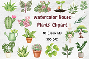 Watercolor House Plants Clipart, a Decorative Illustration by BerryPieArt (Thumbnail 1 of 4)
