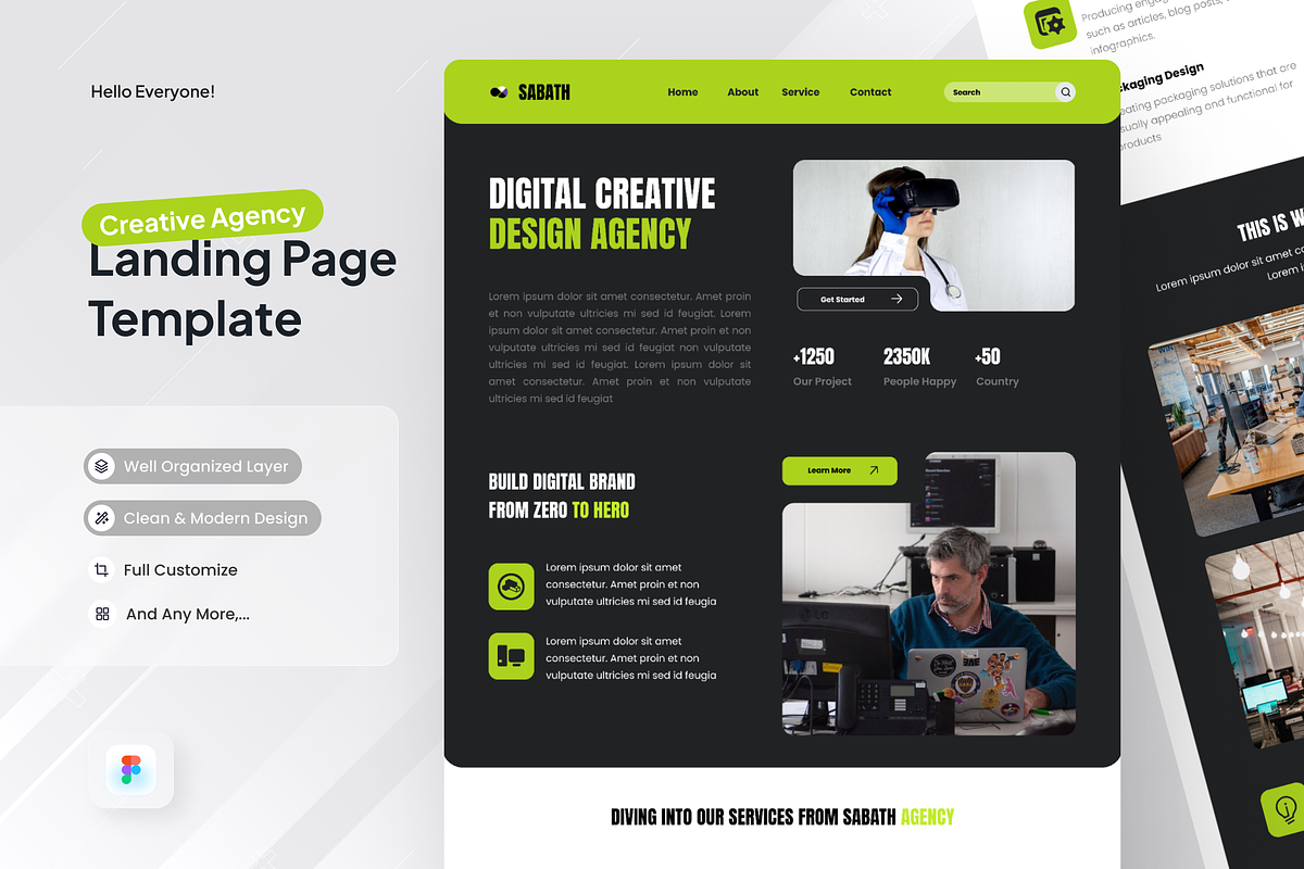 Creative Agency Landing Page, a Landing Page Template by SquidPixey (Photo 1 of 5)