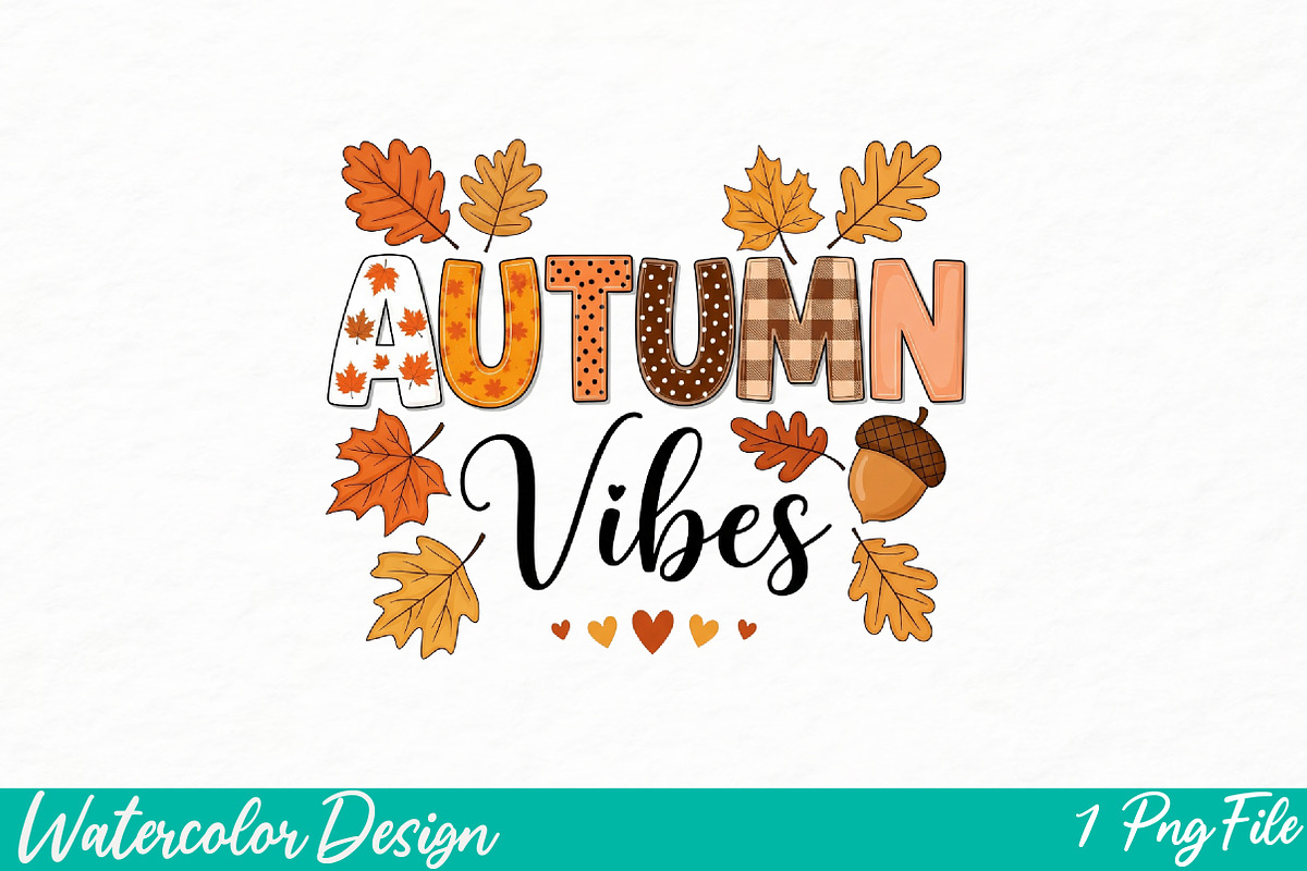 Autumn vibes Png, an Illustration by Watercolor design (Photo 2 of 3)