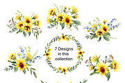 Sunflowers & Wildflowers Clip Art, an Illustration by Graphic Blue Bird (Thumbnail 2 of 8)