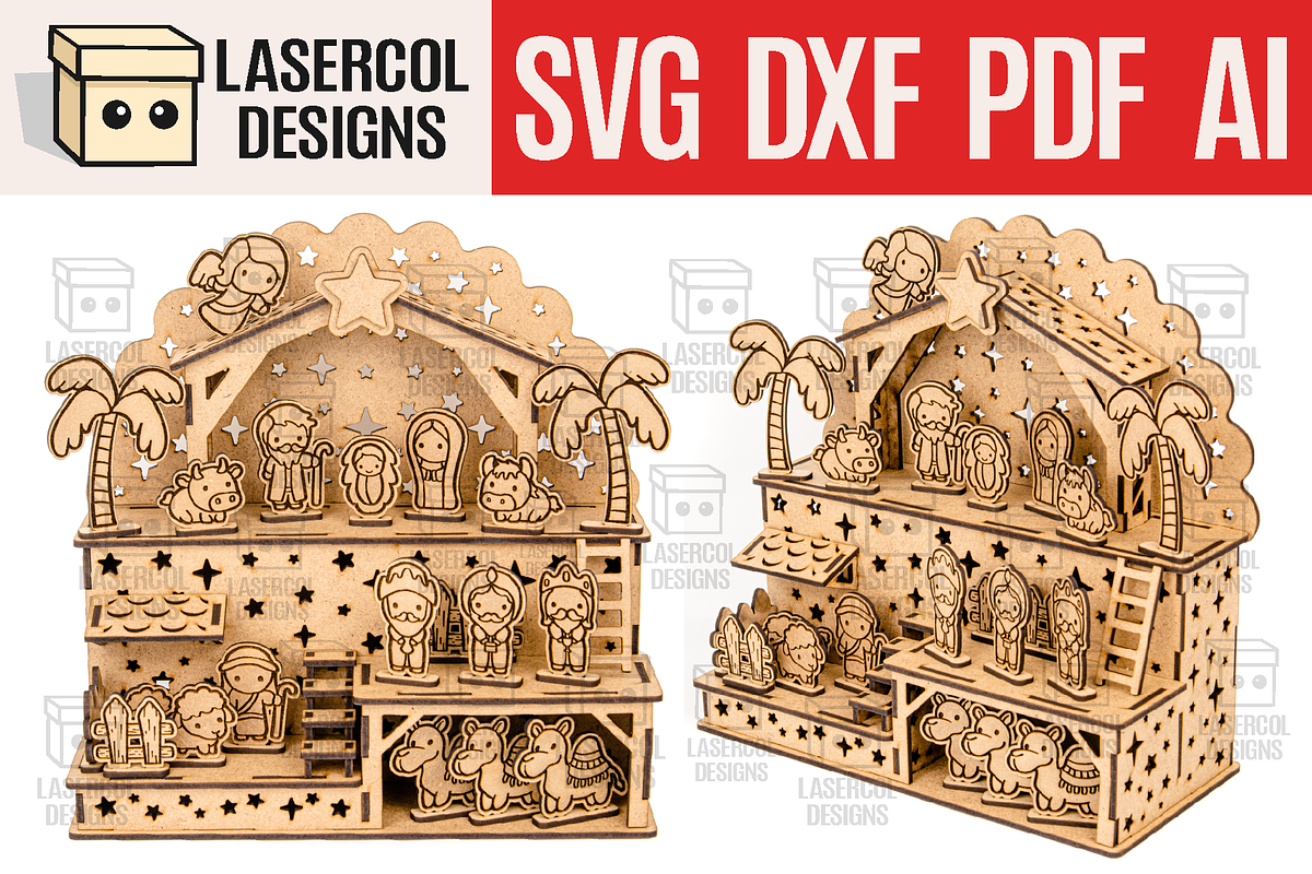 Nativity Scene Laser Cut Files, a Graphic by Lasercoldesigns (Photo 1 of 4)