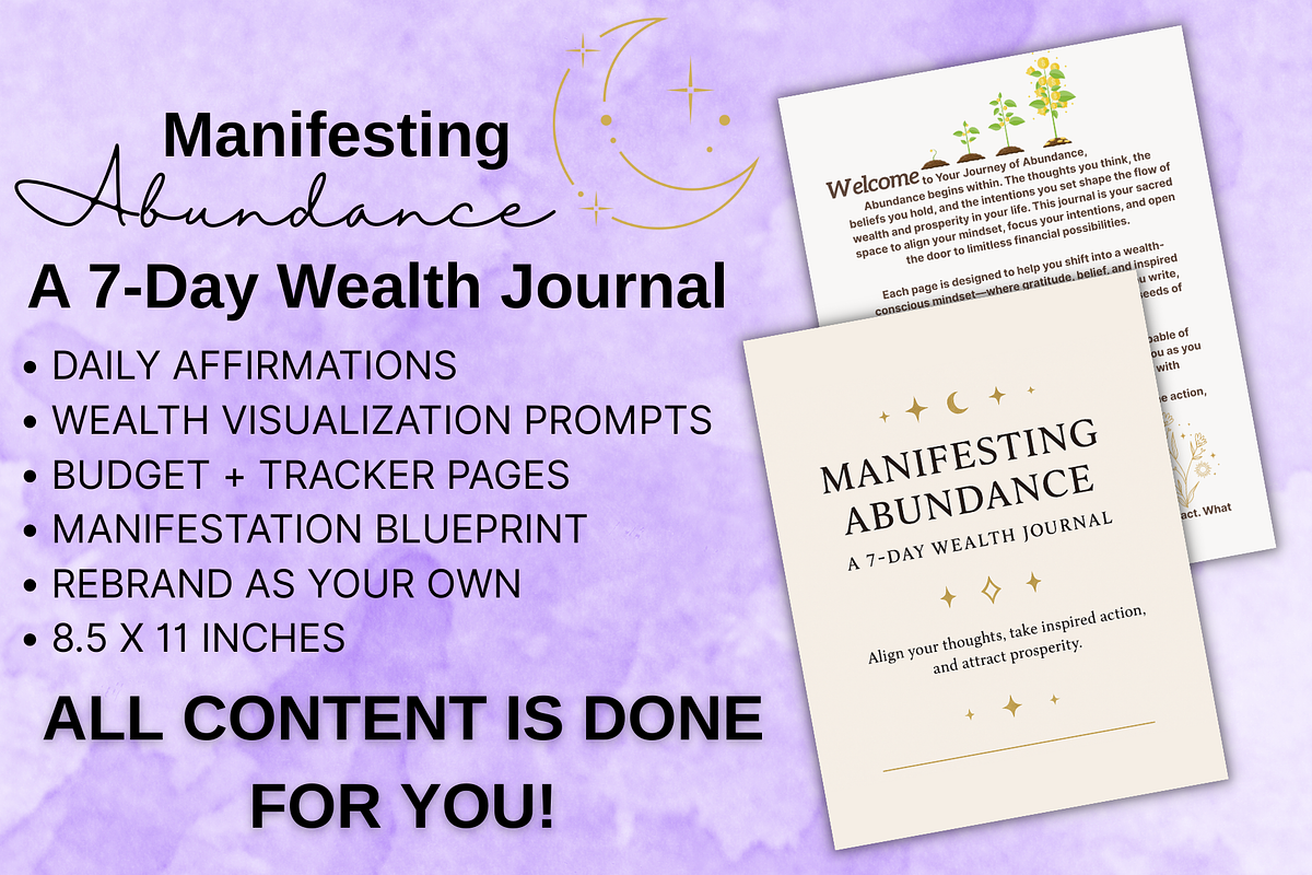 Manifesting Abundance: 7-Day Journal, a Stationery Template by Raven&RoseStudio (Photo 4 of 4)