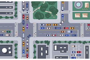 City traffic. Cars on road, top view, a Transportation Illustration by Good Studio