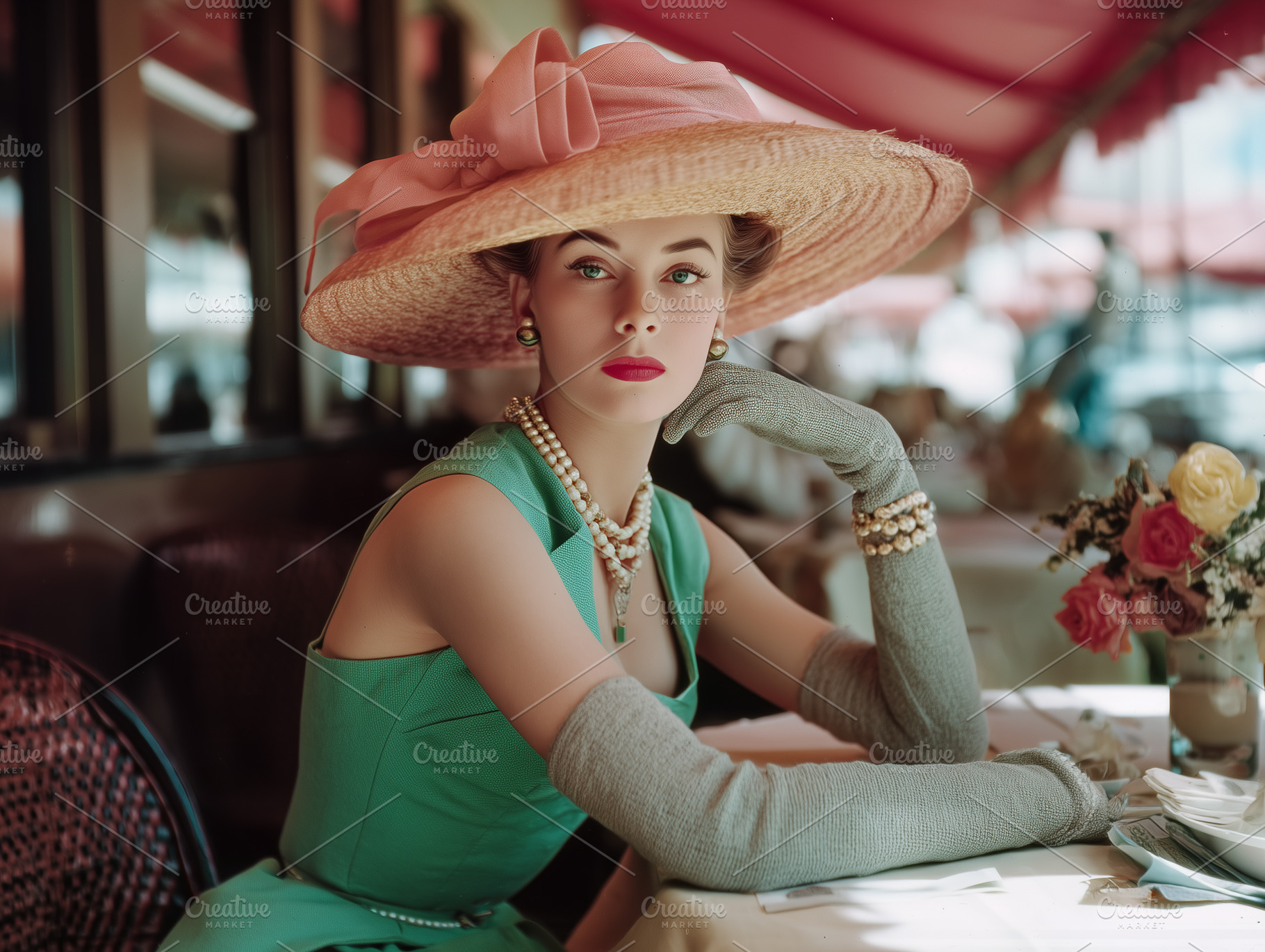 1950s Woman in Green Dress Elegant, a Person Photo by k.tay