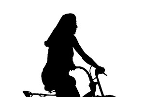 Woman riding at bicycle isolated graphic silhouette, a Person Illustration by DanFLCreativo