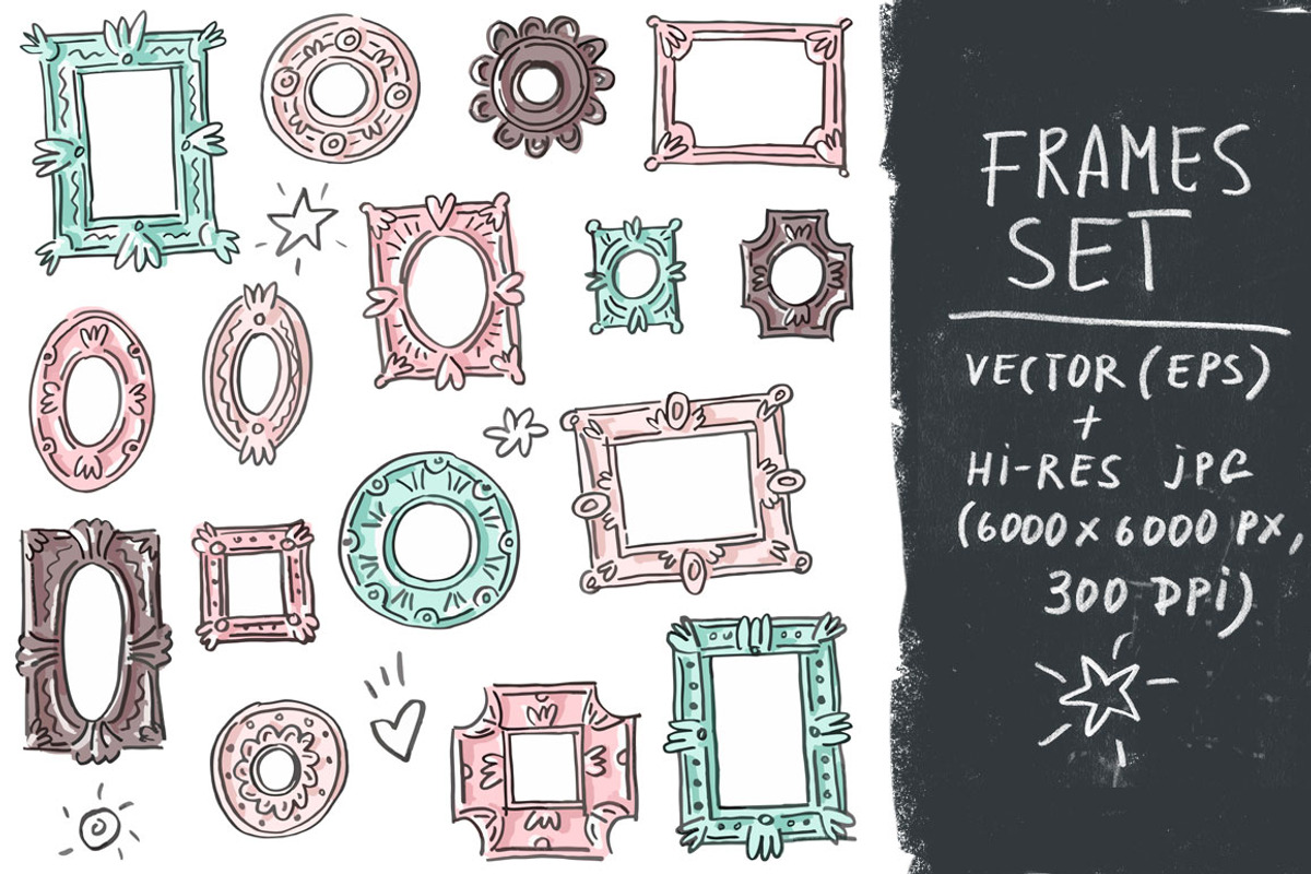 Vector set collection with frames, an Object Graphic by Melniklenart