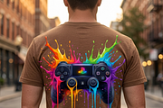 Rainbow Splash Game Controller, a Shirt Mockup by Vector Stall (Thumbnail 5 of 15)