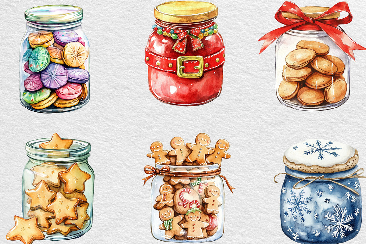 Christmas Cookie Jars Clipart, an Illustration by Black Bird Studio (Photo 6 of 6)